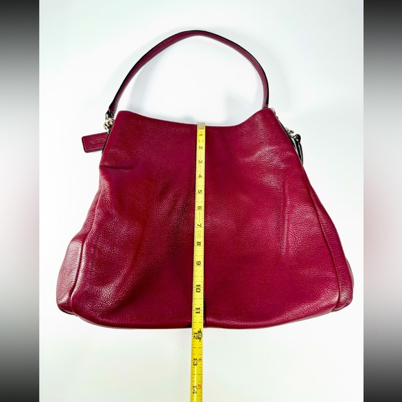 Coach Phoebe Shoulder Bag Pebble Leather in Magenta Red - Picture 11 of 16